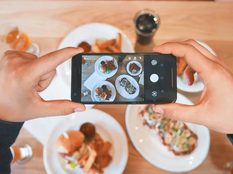 Taking a picture of a meal